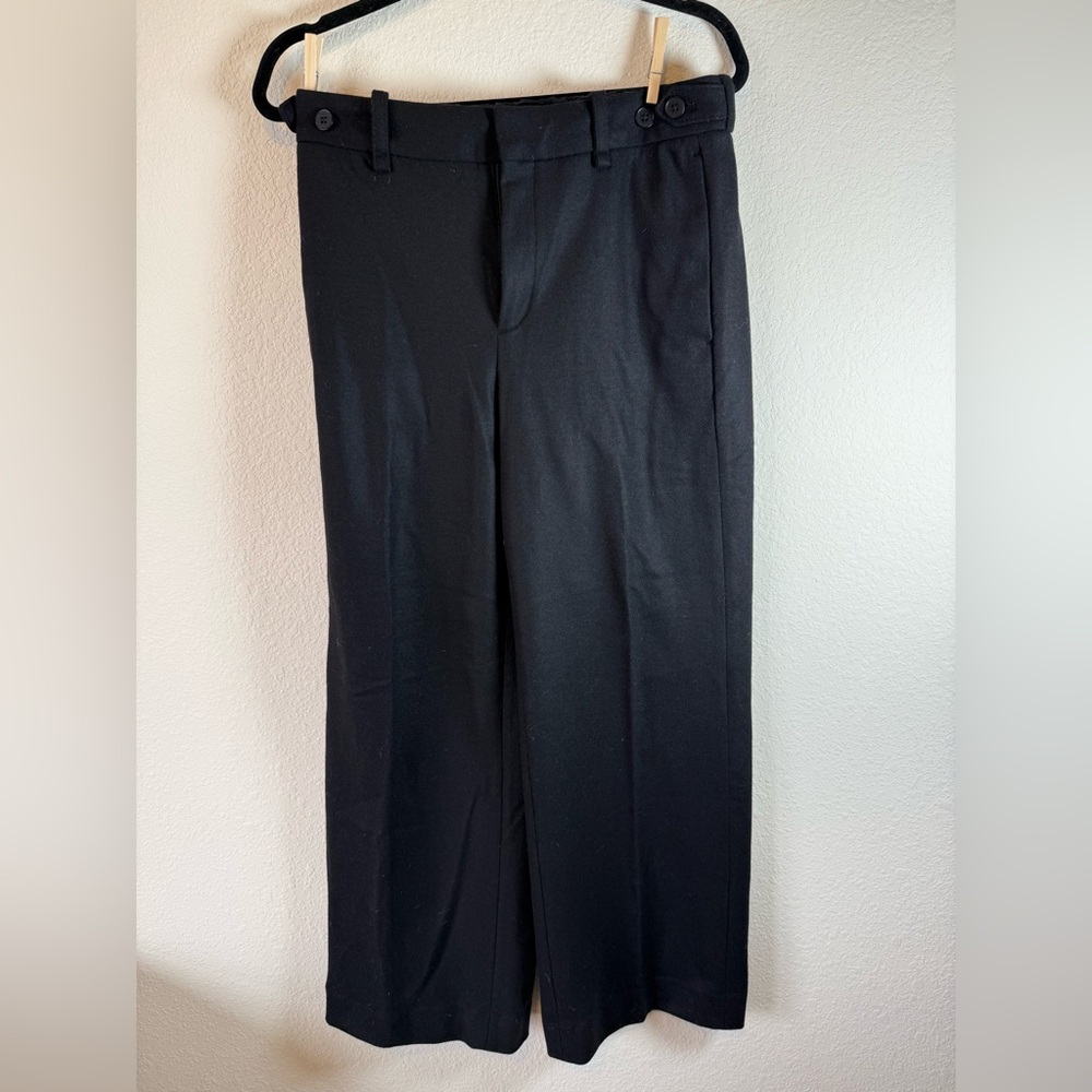 Banana Republic Black Wool Blend Trousers 10P Petite Straight Leg